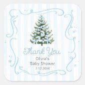 Christmas Thee Blue Winter Baby Shower Thank You スクエアシール (正面)