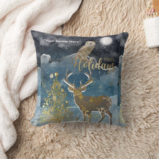 Christmas Theme Boganhues Print  クッション (ブランケット)