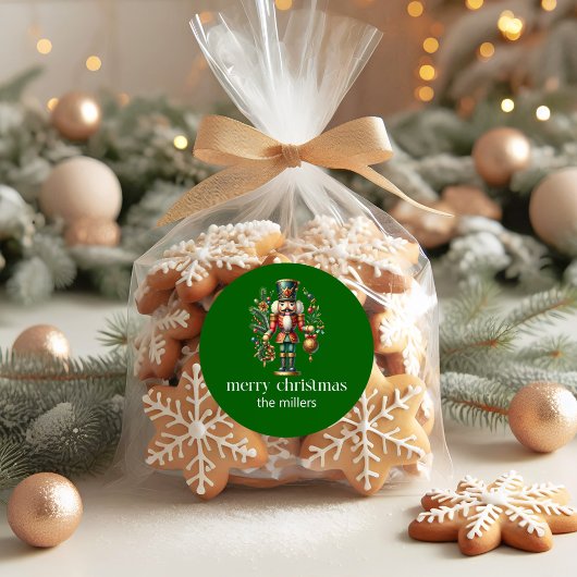 Christmas Theme Cute Nutcracker Retro Typography  ラウンドシール