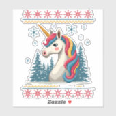 Christmas Theme Knitted Unicorn Unicorns T-Shirt ( シール (シート)
