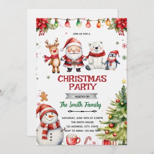 Christmas theme party invitation 招待状 (正面/裏面)