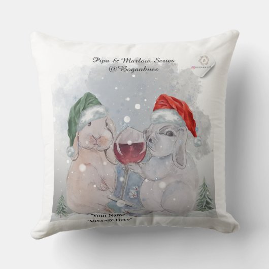 Christmas Theme Pipa & Marlow print クッション (裏面)