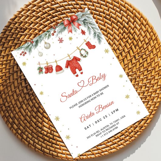 Christmas themed baby shower invitation  招待状