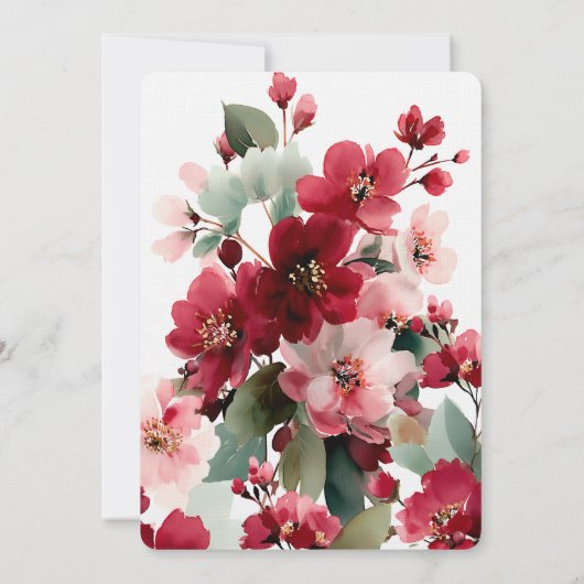  Christmas Themed Red Floral Wedding  招待状 (裏面)