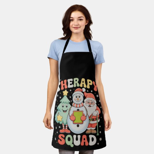 Christmas Therapy Squad SLP OT PT Crew Santa Xmas エプロン (着用した状態)