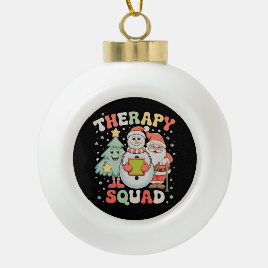Christmas Therapy Squad SLP OT PT Crew Santa Xmas セラミックボールオーナメント (正面)