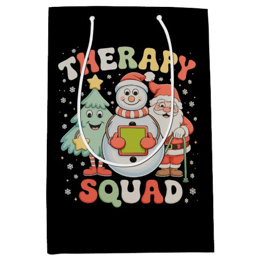 Christmas Therapy Squad SLP OT PT Crew Santa Xmas ミディアムペーパーバッグ (正面)