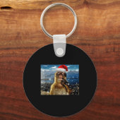 Christmas Thinking Monkey Meme Brainrot Xmas Gift  キーホルダー (正面)