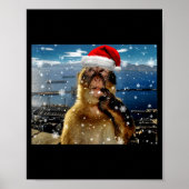 Christmas Thinking Monkey Meme Brainrot Xmas Gift  ポスター (正面)