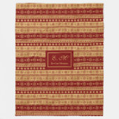 Christmas Throw Blanket Elegant Red Gold Accent フリースブランケット (正面)