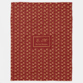 Christmas Throw Blanket Elegant Red Gold Design フリースブランケット (正面)