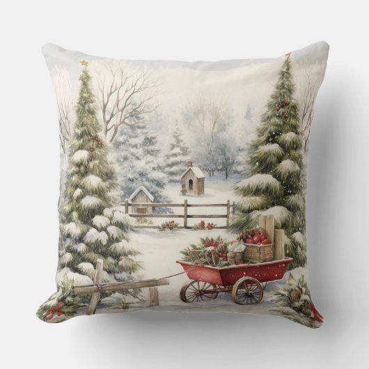 Christmas Throw Pillow | Elegant Holiday Cushion クッション (正面)