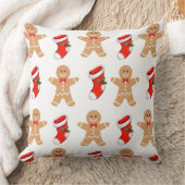Christmas Throw Pillow – Gingerbread Man & Festive クッション (ブランケット)