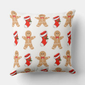 Christmas Throw Pillow – Gingerbread Man & Festive クッション (裏面)
