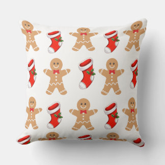 Christmas Throw Pillow – Gingerbread Man & Festive クッション