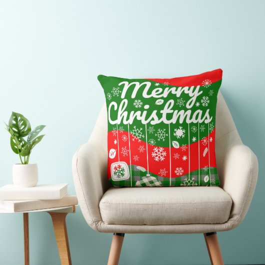 Christmas Throw Pillow – White Ornaments クッション (椅子)
