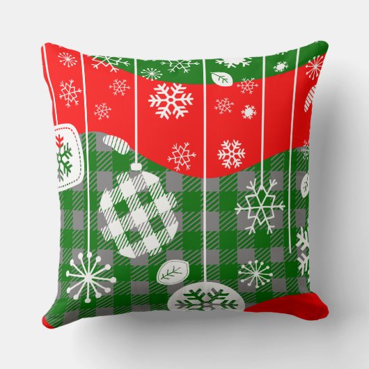 Christmas Throw Pillow – White Ornaments クッション (裏面)