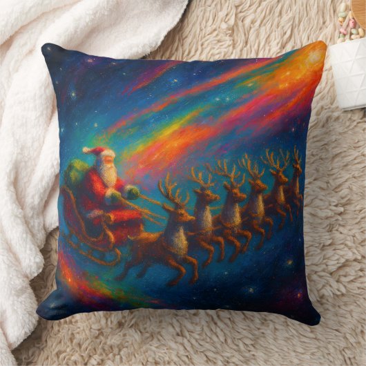 Christmas Throw Pillows - Santa & Reindeer Design クッション (ブランケット)