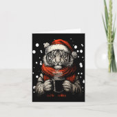 Christmas Tiger With Santa Hat Coffee Lover Funny  カード (正面)