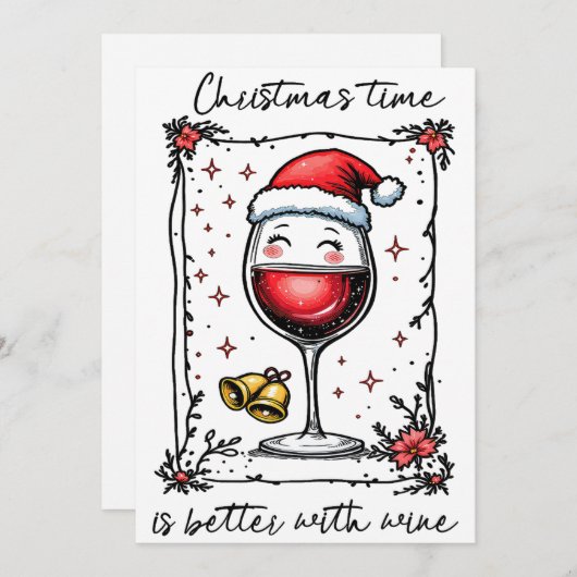 Christmas Time Is Better With Wine  シーズンカード (正面/裏面)