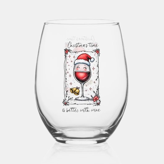 Christmas Time Is Better with Wine ステムなしワイングラス (正面)