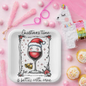 Christmas Time Is Better with Wine ペーパープレート (パーティー)