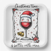 Christmas Time Is Better with Wine ペーパープレート (正面)