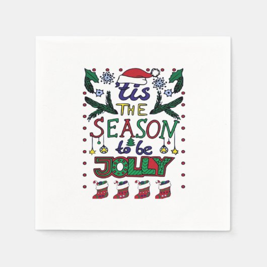 Christmas Tis The Season スタンダードカクテルナプキン (正面)