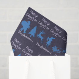 Christmas Tissue Paper - Blue Silhouette Design 薄葉紙