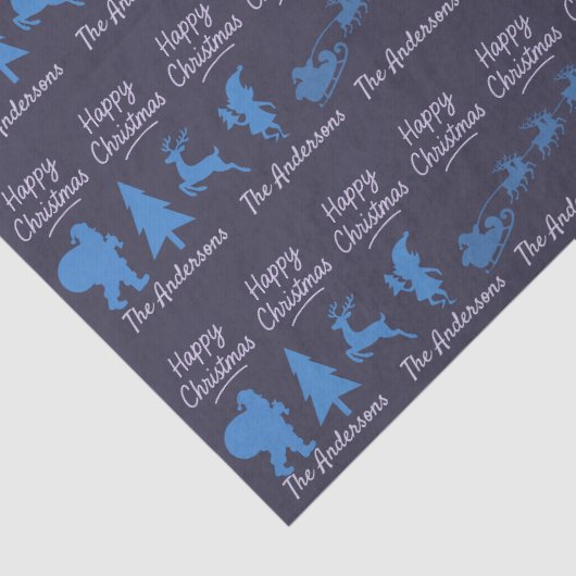 Christmas Tissue Paper - Blue Silhouette Design 薄葉紙 (詳細)