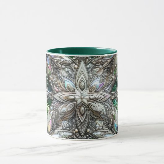 CHRISTMAS to 3D to White, Green and Silver~ マグカップ (中央)