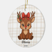 Christmas Toddler Girl's Reindeer Ornament セラミックオーナメント (左)