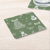 Christmas toile coaster スクエアペーパーコースター (アングル)