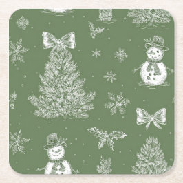 Christmas toile coaster スクエアペーパーコースター