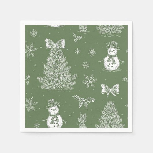 Christmas toile napkins スタンダードカクテルナプキン (正面)