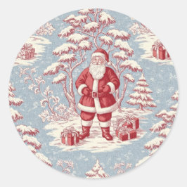 Christmas toile Santa ラウンドシール