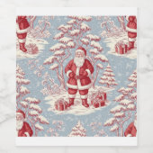 Christmas toile Santa  ワインラベル (シングルラベル)