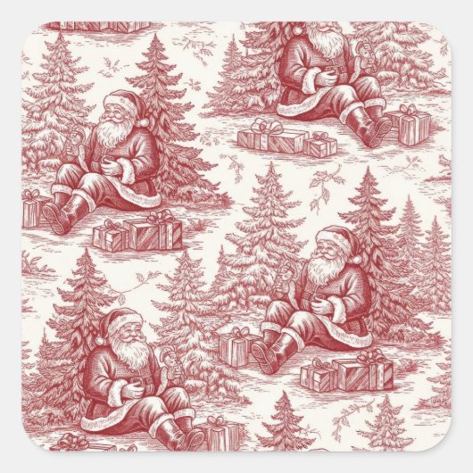Christmas toile sticker スクエアシール (正面)