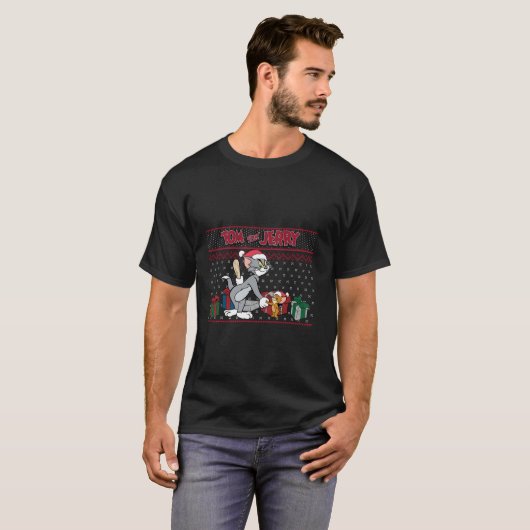 Christmas Tom and Jerry Handshake Ugly Sweater  Tシャツ (正面フル)