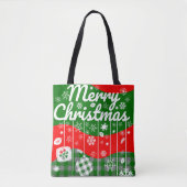 Christmas Tote Bag – White Ornaments トートバッグ (正面)