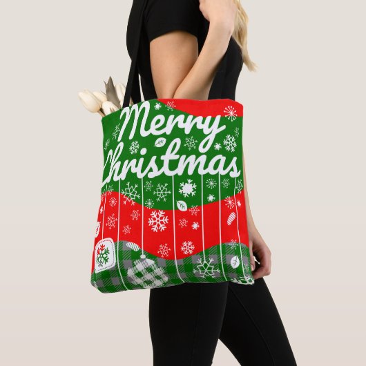 Christmas Tote Bag – White Ornaments トートバッグ (クローズアップ)