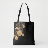 Christmas tote bag with baubles - black background トートバッグ (正面)