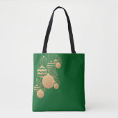 Christmas tote bag with baubles - green background トートバッグ (正面)