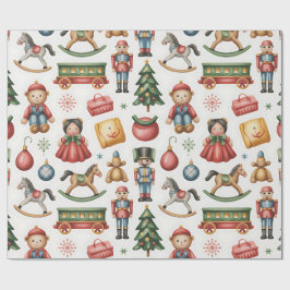 Christmas Toyland & Trains Wrapping Paper for Kids ラッピングペーパー