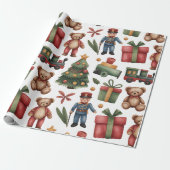 Christmas Toyland & Trains Wrapping Paper for Kids ラッピングペーパー (アンロールド)