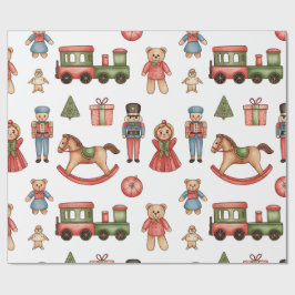 Christmas Toyland & Trains Wrapping Paper for Kids ラッピングペーパー