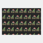 Christmas Tractor With Tree Farmer Farm ラッピングペーパーシート (正面)