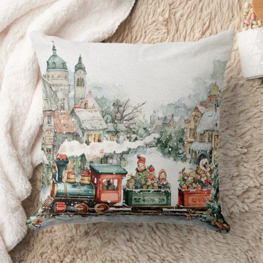 Christmas train クッション (ブランケット)