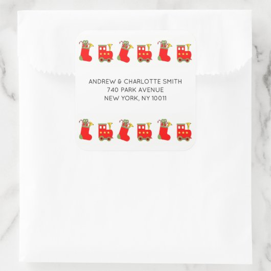 Christmas Train スクエアシール (バッグ)