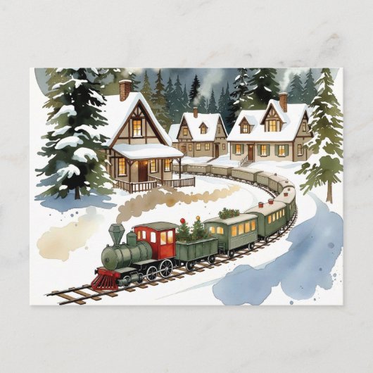 Christmas Train Around Cozy Chalet Village ポストカード (正面)